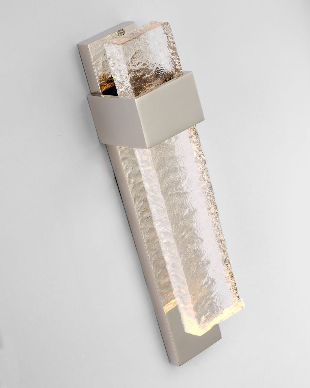 Brock Medium Sconce | Polished Nickel and Clear Wavy Glass