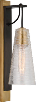 Reve Medium Conical Sconce | Bronze and Soft Brass | Clear Ribbon Glass