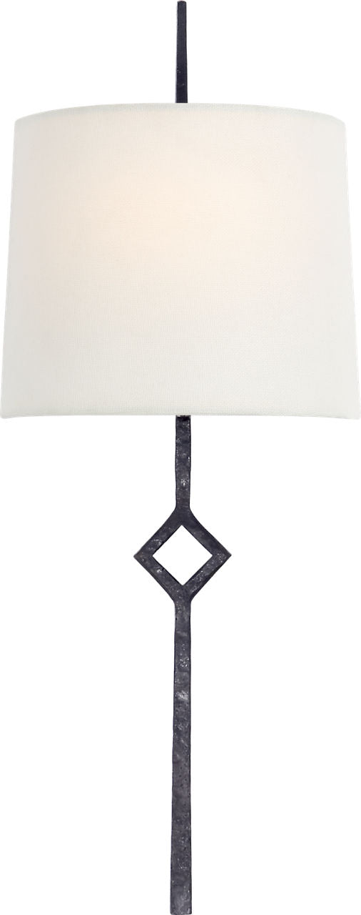 Cranston Small Sconce | Aged Iron | Linen Shade