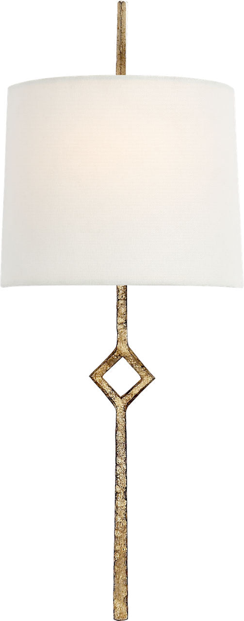 Cranston Small Sconce | Gilded Iron | Linen Shade