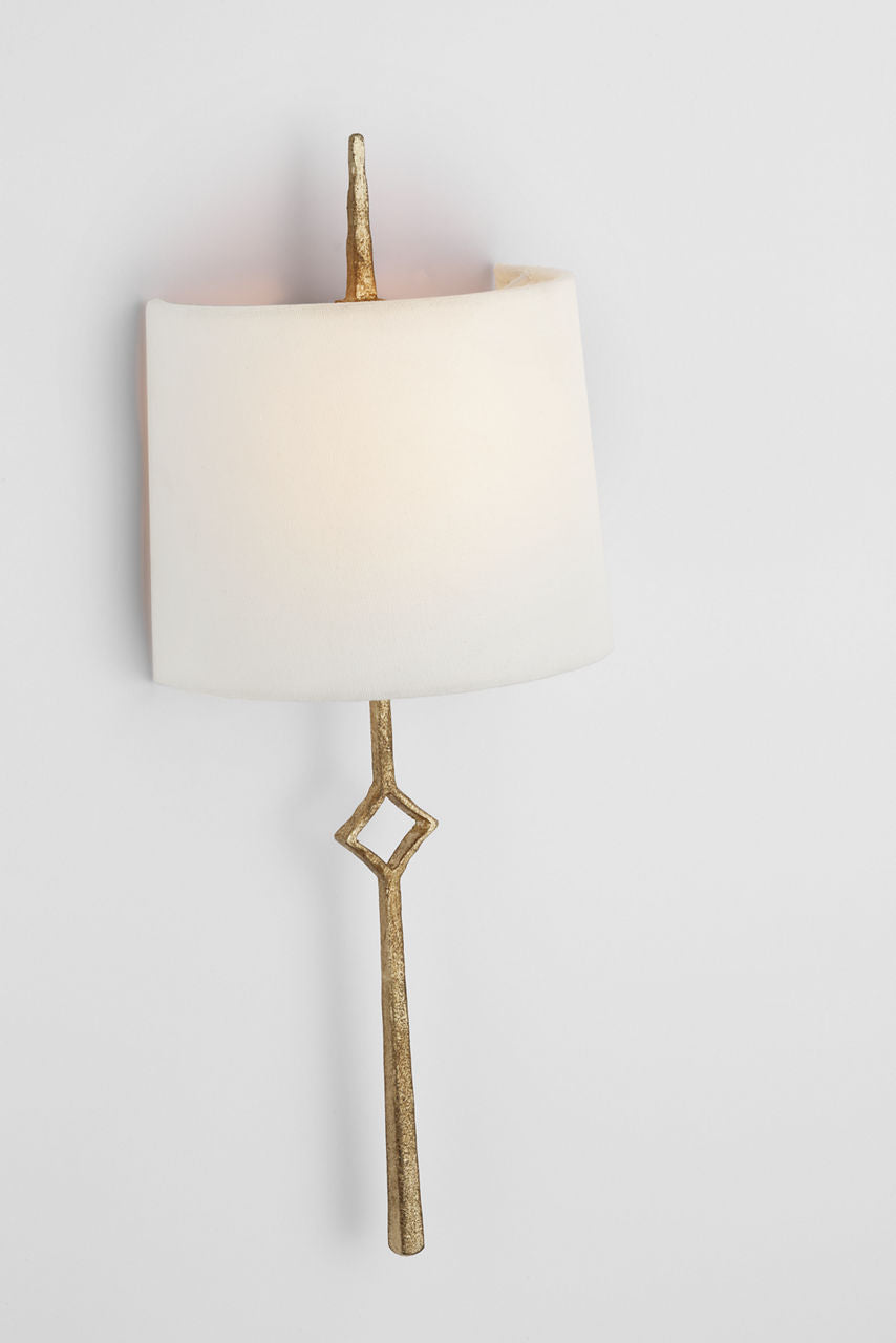 Cranston Small Sconce | Gilded Iron | Linen Shade
