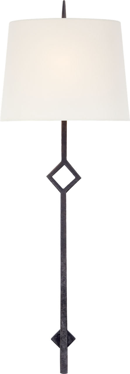 Cranston Large Sconce | Aged Iron | Linen Shade