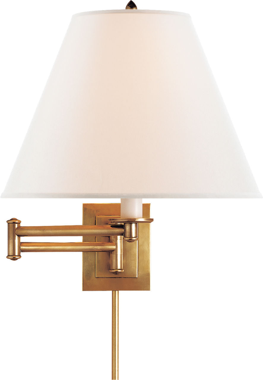 Primitive Swing Arm | Hand-Rubbed Antique Brass | Linen Shade