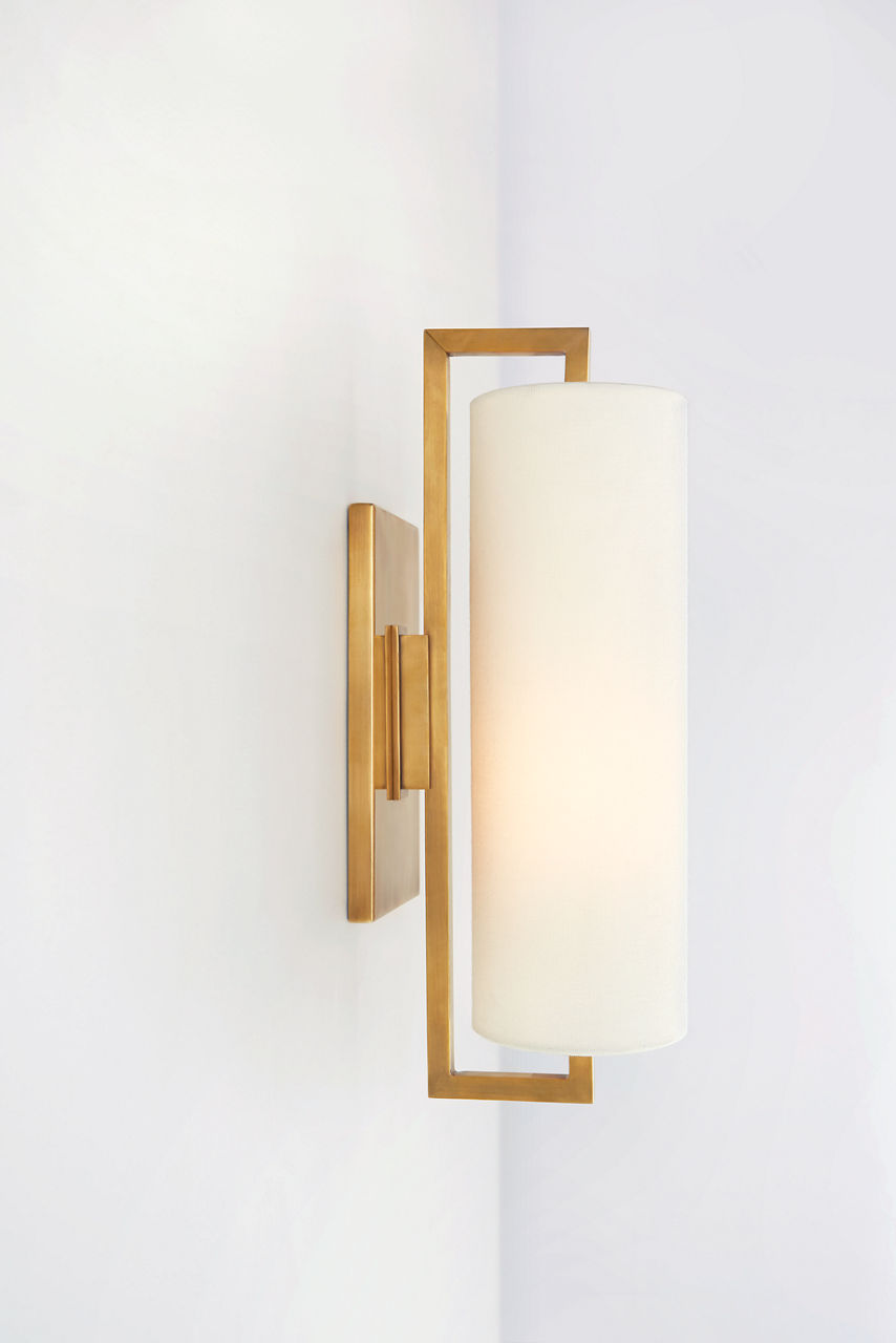 Bowen Medium Sconce | Hand-Rubbed Antique Brass | Linen Shade