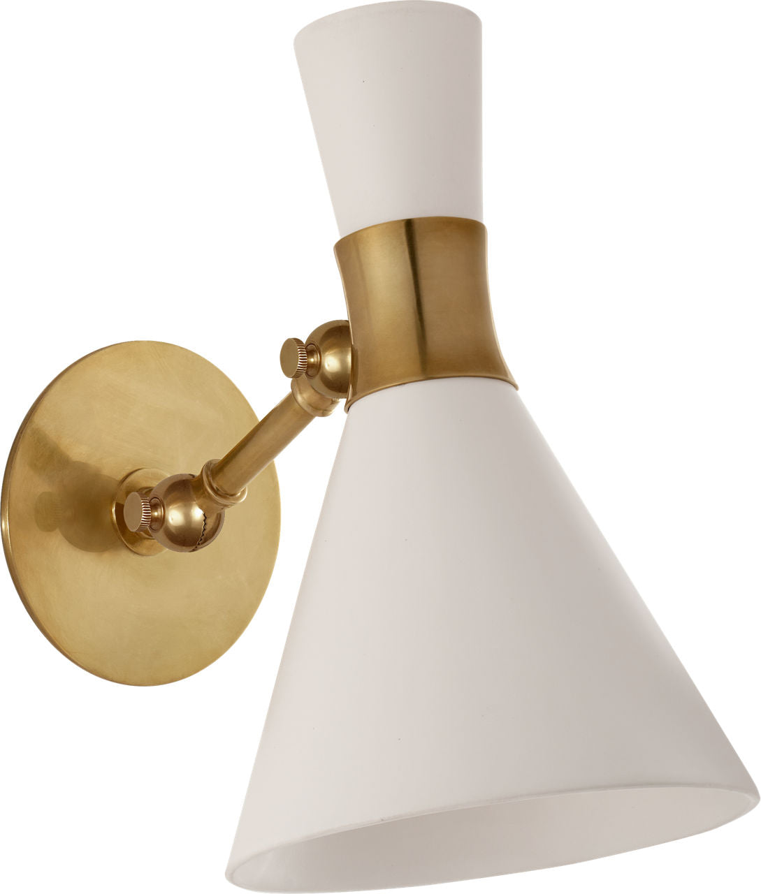 Liam Small Articulating Sconce | Hand-Rubbed Antique Brass | Matte White Shade