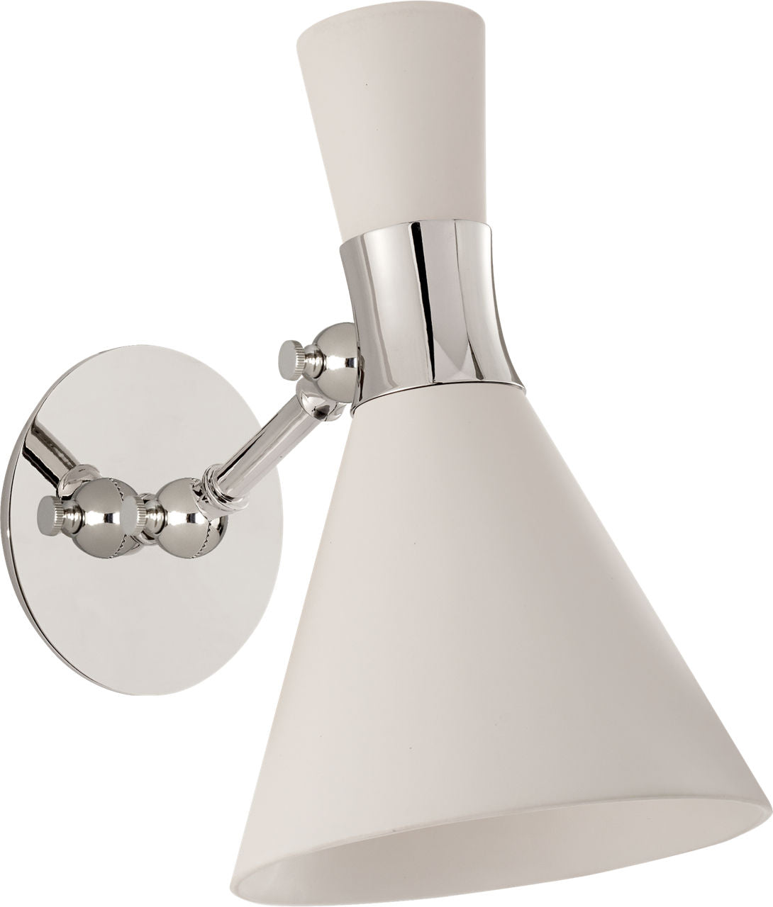 Liam Small Articulating Sconce | Polished Nickel | Matte White Shade