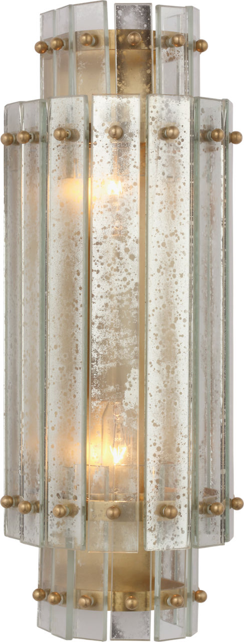 Cadence Small Tiered Sconce | Hand-Rubbed Antique Brass | Antique Mirror
