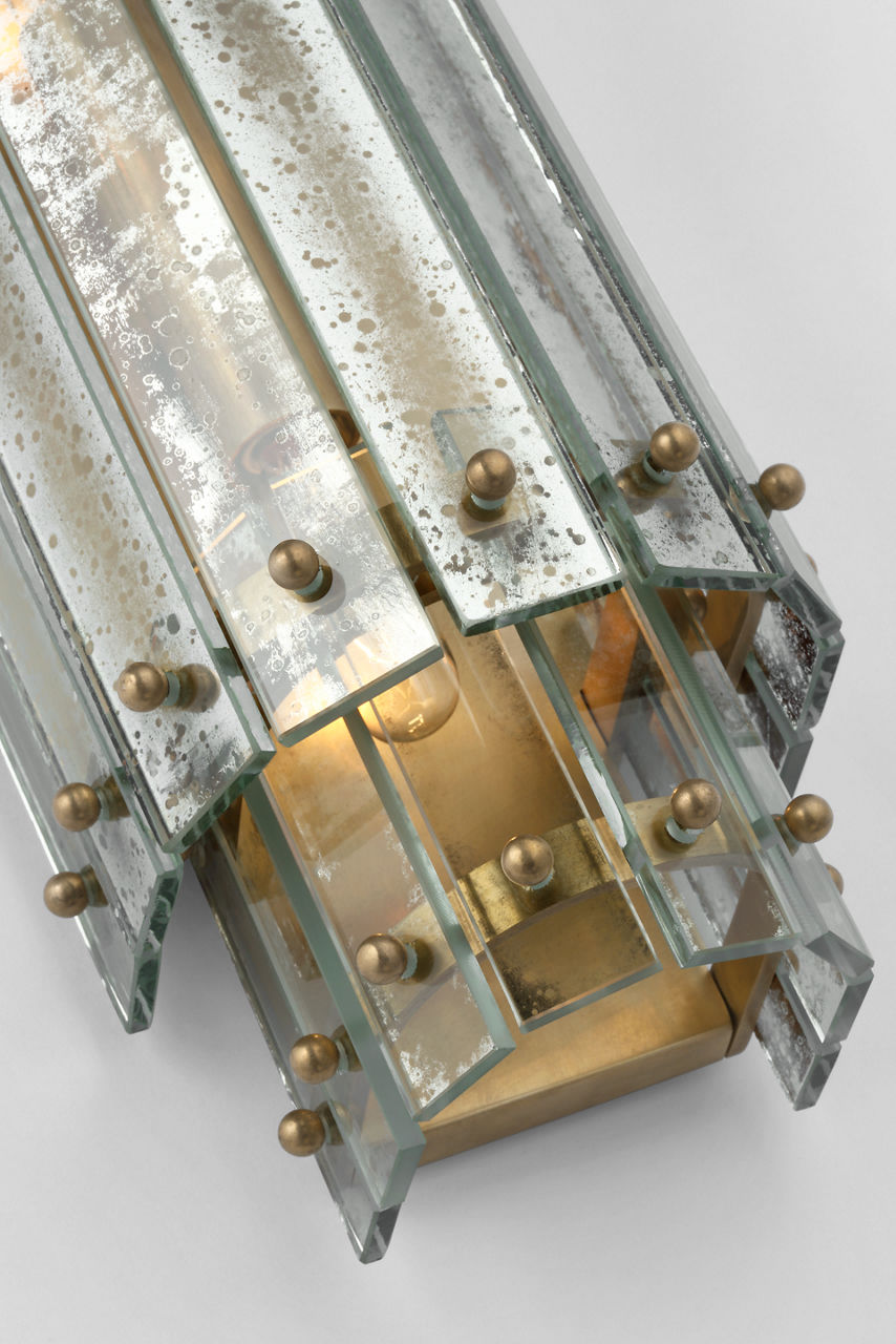 Cadence Small Tiered Sconce | Hand-Rubbed Antique Brass | Antique Mirror