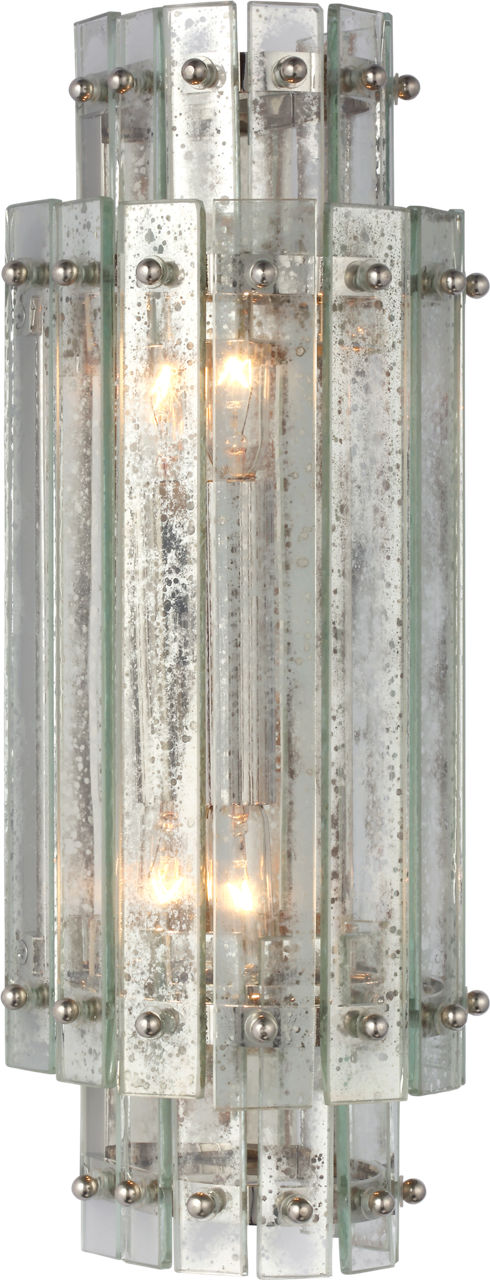 Cadence Small Tiered Sconce | Polished Nickel | Antique Mirror