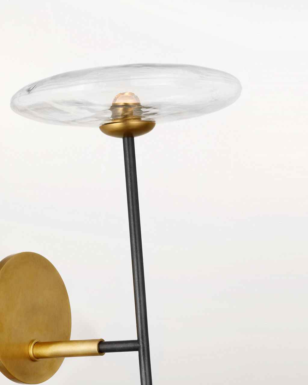 Calvino Large Tail Sconce | Aged Iron and Hand-Rubbed Antique Brass | Clear Glass