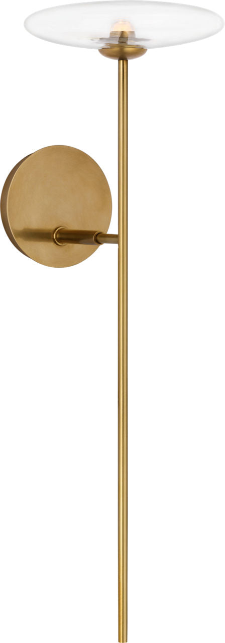 Calvino Large Tail Sconce | Hand-Rubbed Antique Brass | Clear Glass