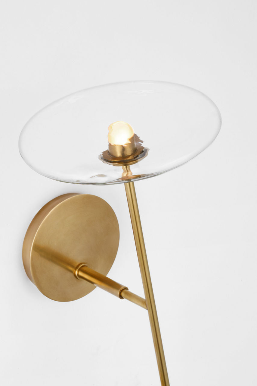 Calvino Large Tail Sconce | Hand-Rubbed Antique Brass | Clear Glass