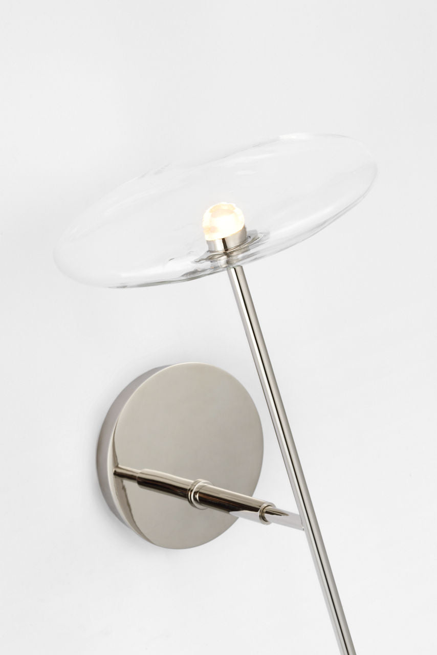 Calvino Large Tail Sconce | Polished Nickel | Clear Glass