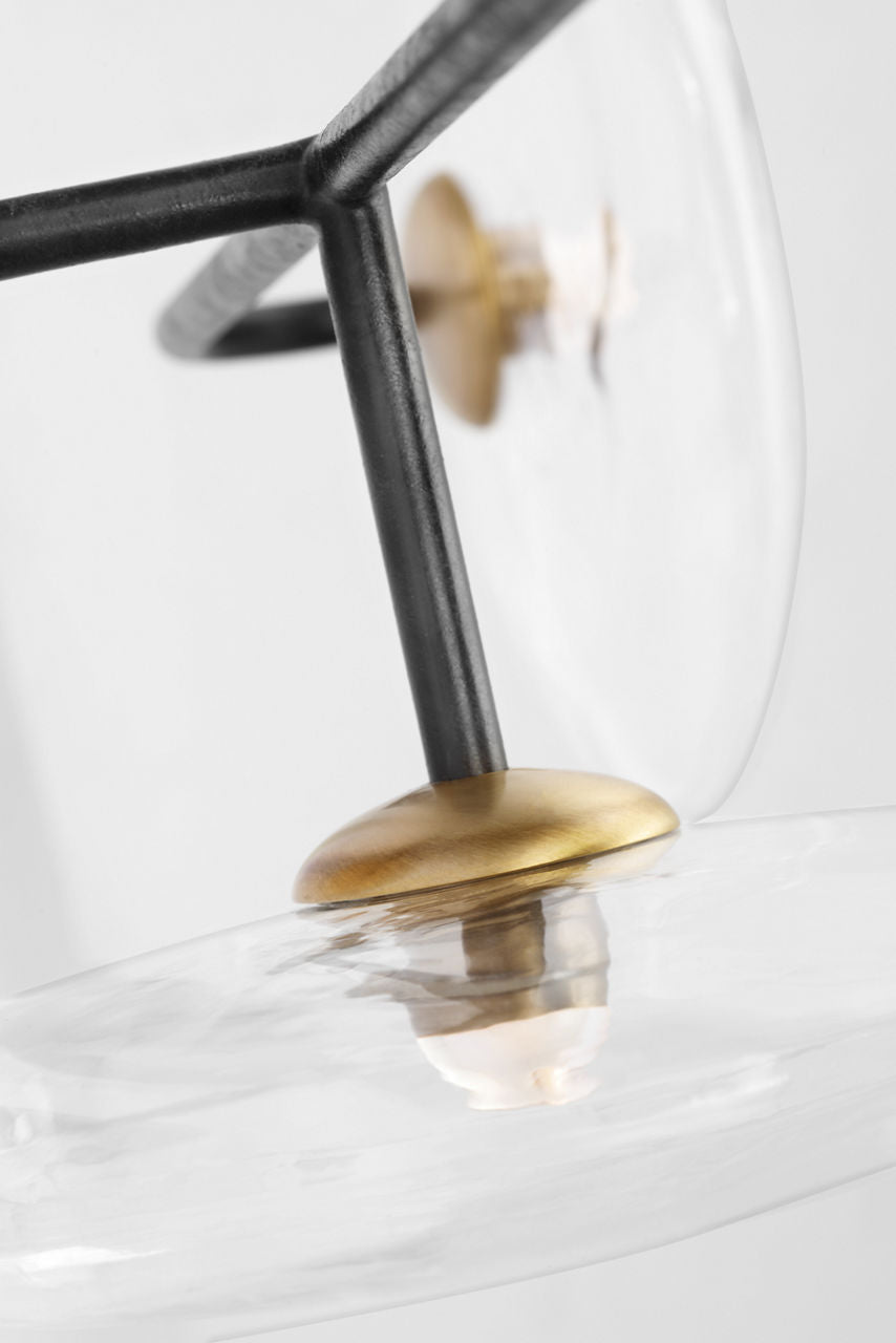 Calvino Large Arched Sconce | Aged Iron and Hand-Rubbed Antique Brass | Clear Glass