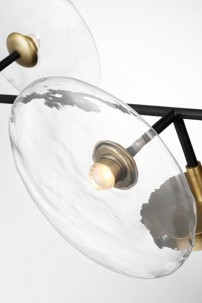 Calvino Large Arched Sconce | Aged Iron and Hand-Rubbed Antique Brass | Clear Glass