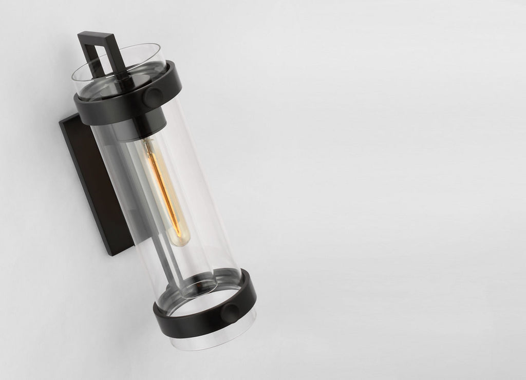 Kears Small Bracketed Wall Light | Aged Iron | Clear Glass