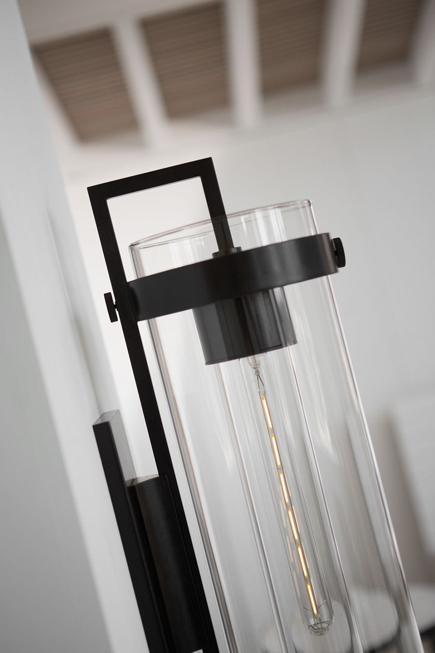 Kears Large Bracketed Wall Light | Aged Iron | Clear Glass