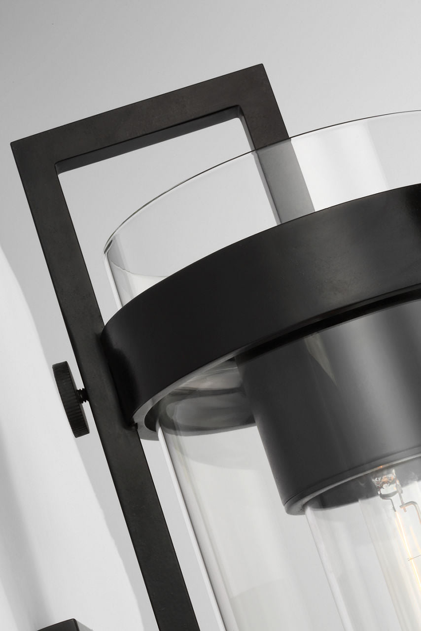 Kears Large Bracketed Wall Light | Aged Iron | Clear Glass