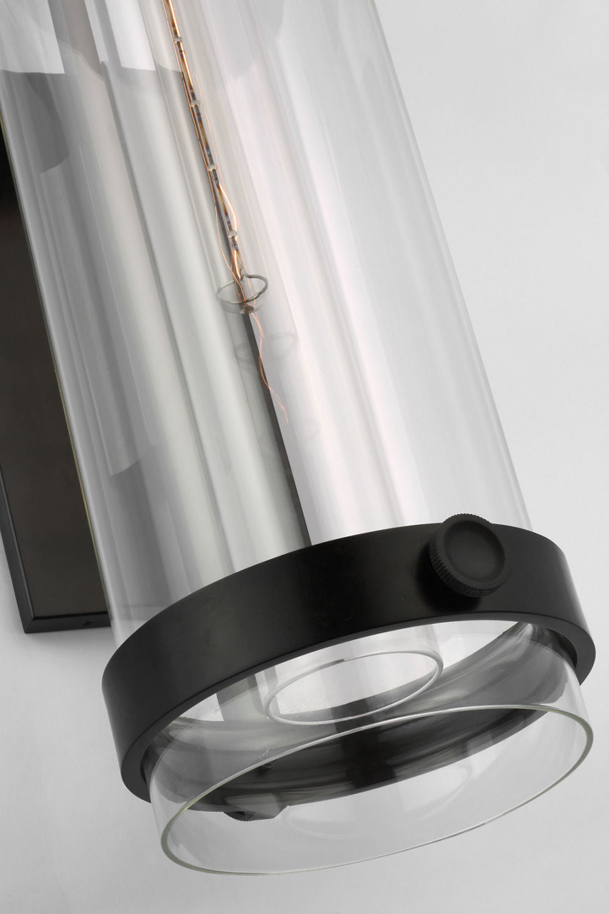 Kears Large Bracketed Wall Light | Aged Iron | Clear Glass