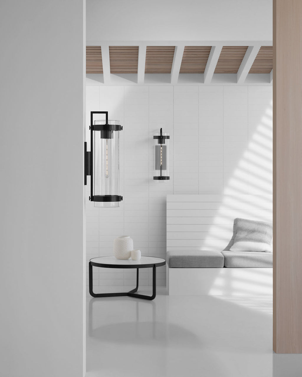 Kears Large Bracketed Wall Light | Aged Iron | Clear Glass