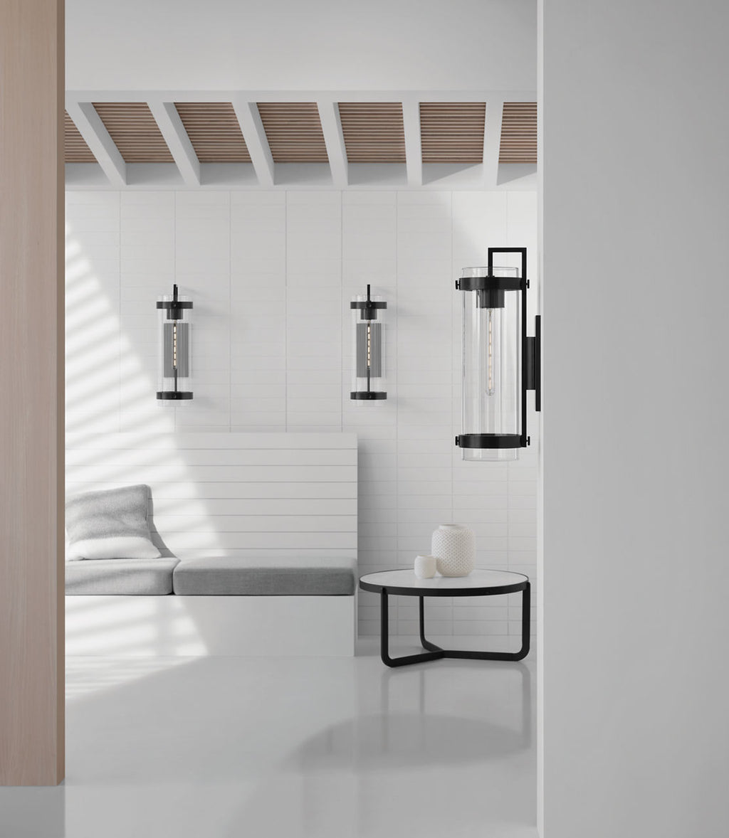 Kears Large Bracketed Wall Light | Aged Iron | Clear Glass