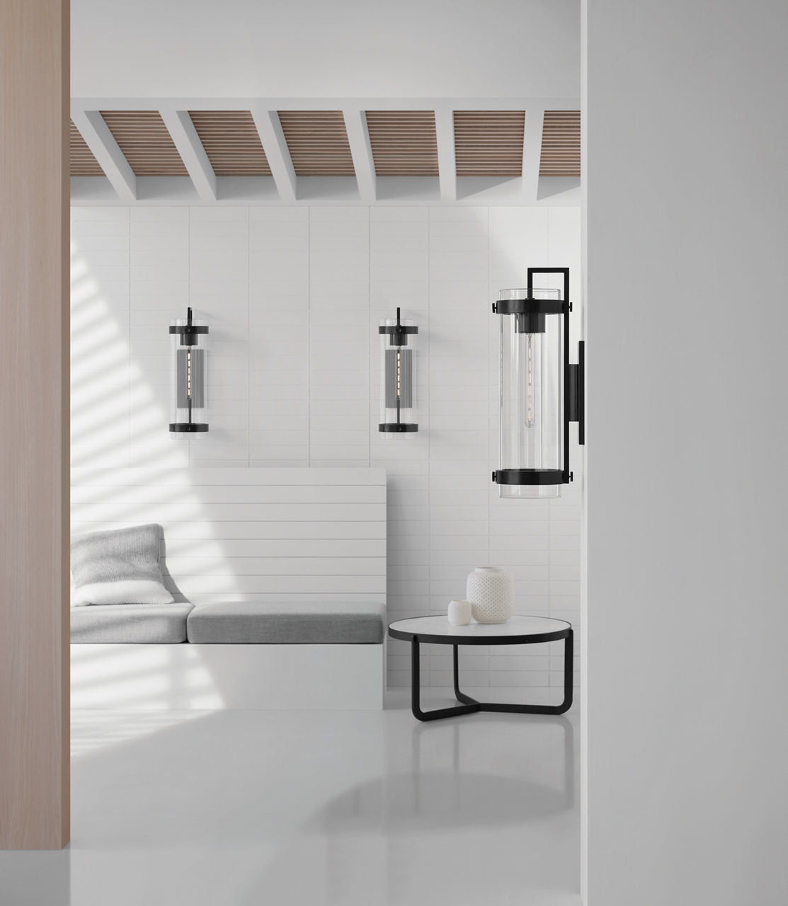 Kears Large Bracketed Wall Light | Aged Iron | Clear Glass