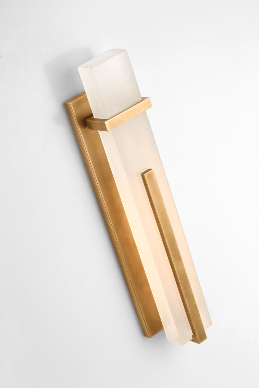 Malik Large Sconce | Hand-Rubbed Antique Brass | Alabaster