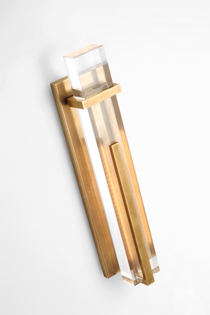 Malik Large Sconce | Hand-Rubbed Antique Brass | Crystal