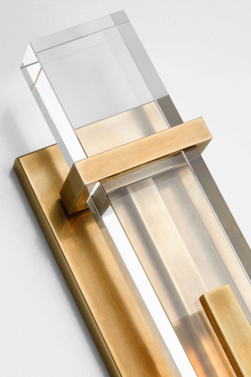 Malik Large Sconce | Hand-Rubbed Antique Brass | Crystal