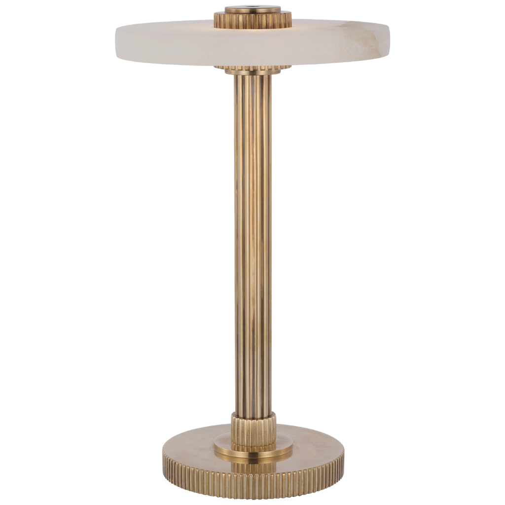 Aran 9" Rechargeable Accent Lamp | Hand-Rubbed Antique Brass and Alabaster