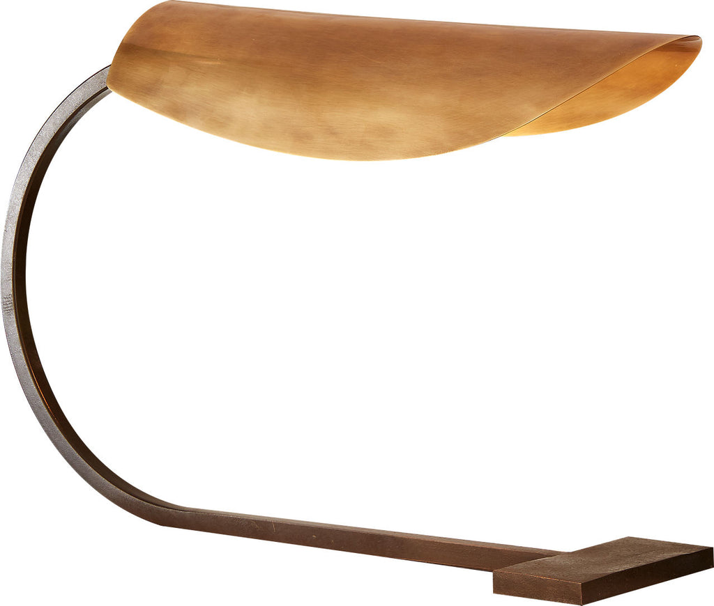 Lola Small Desk Lamp | Aged Iron | Hand-Rubbed Antique Brass Shade