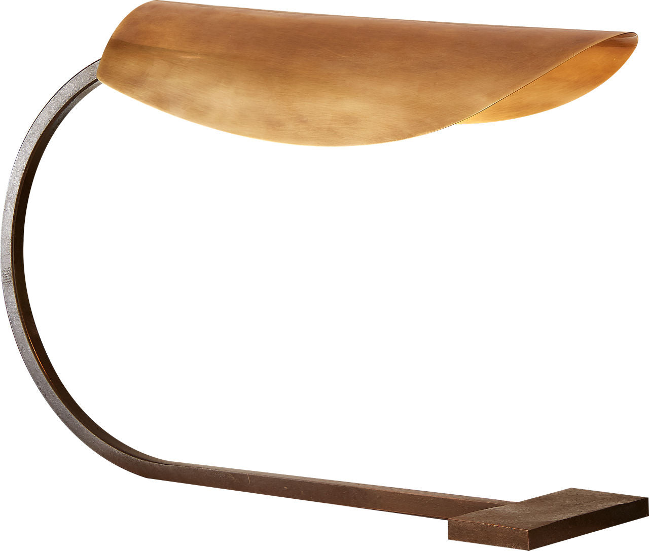 Lola Small Desk Lamp | Aged Iron | Hand-Rubbed Antique Brass Shade