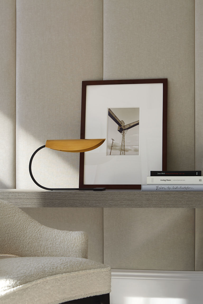 Lola Small Desk Lamp | Aged Iron | Hand-Rubbed Antique Brass Shade