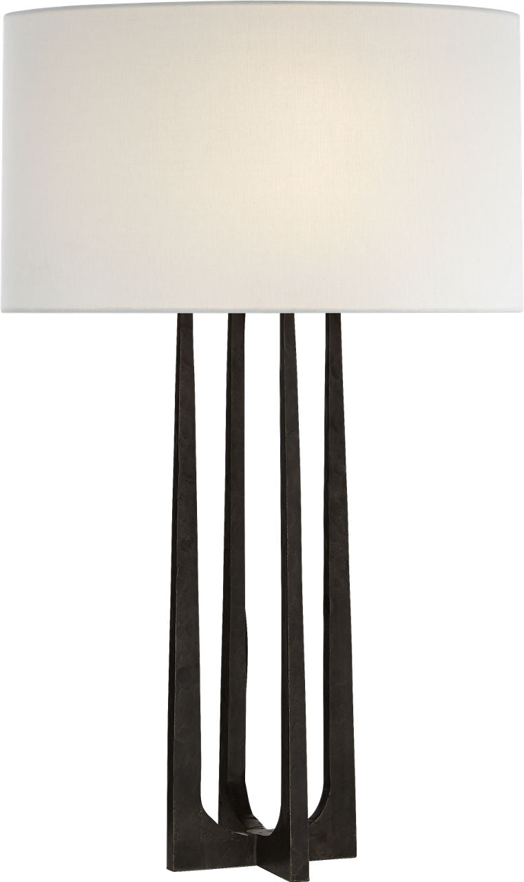 Scala Hand-Forged Table Lamp | Aged Iron | Linen Shade