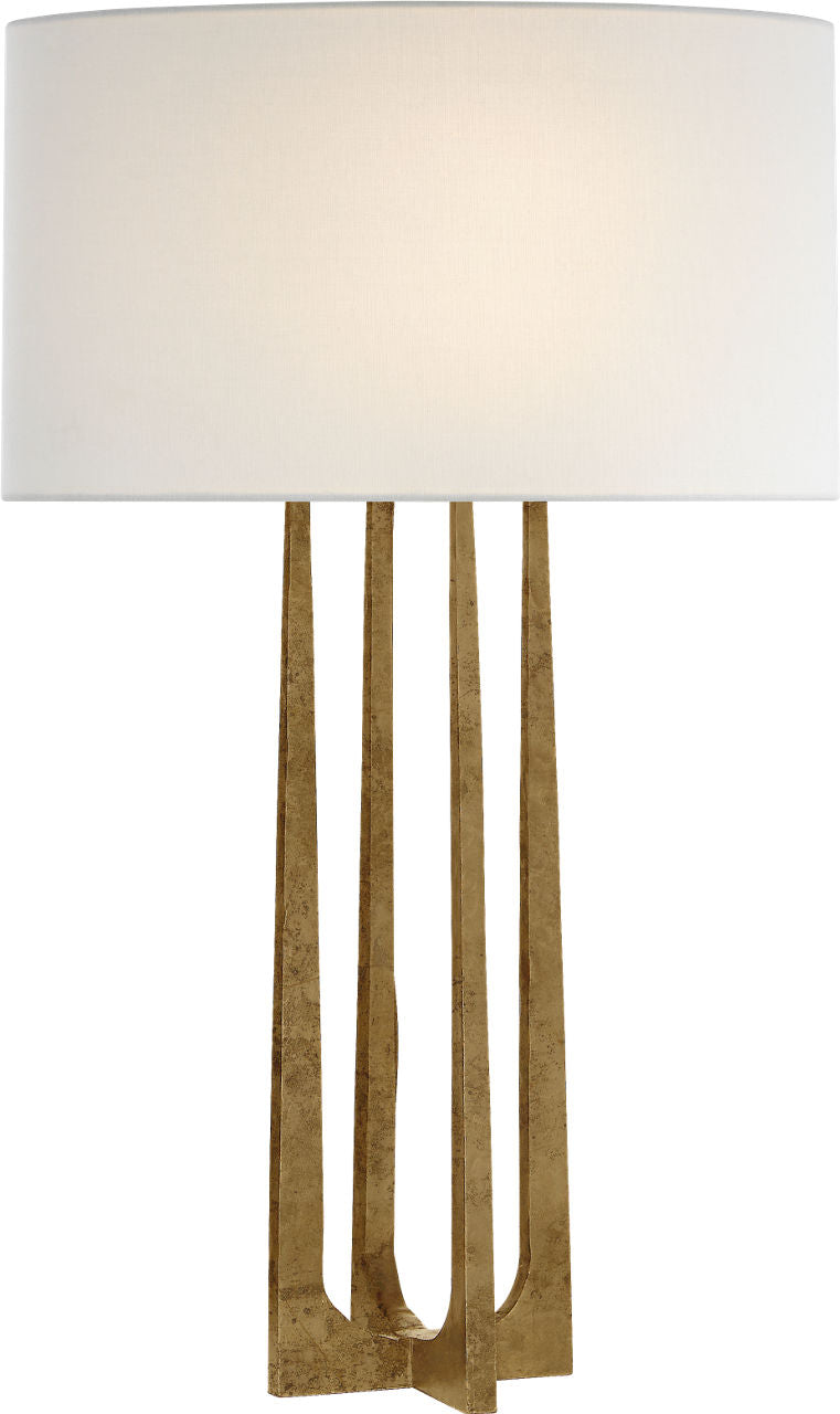Scala Hand-Forged Table Lamp | Gilded Iron | Linen Shade