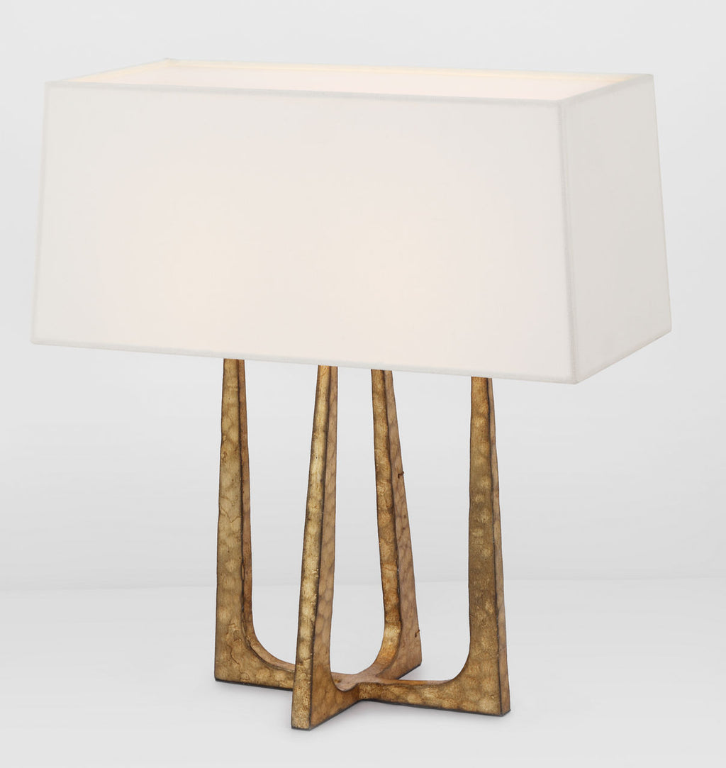 Scala Hand-Forged Bedside Lamp | Gilded Iron | Linen Shade