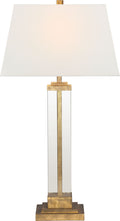 Wright Table Lamp | Gilded Iron and Glass | Linen Shade