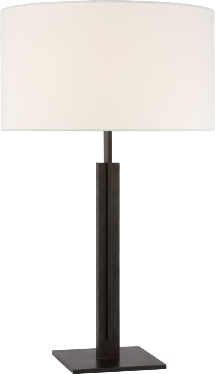 Serre Large Table Lamp | Aged Iron | Linen Shade