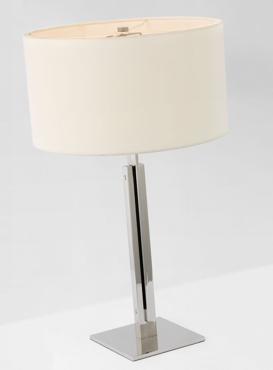 Serre Large Table Lamp | Polished Nickel | Linen Shade