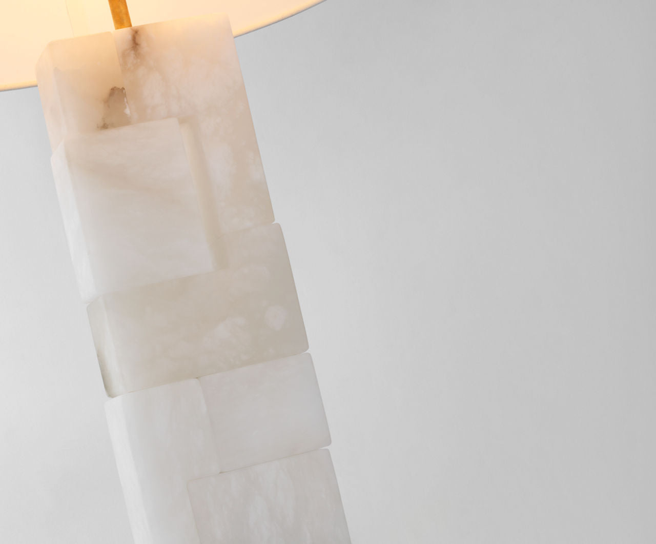 Ashlar Large Table Lamp | Alabaster and Hand-Rubbed Antique Brass | Linen Shade