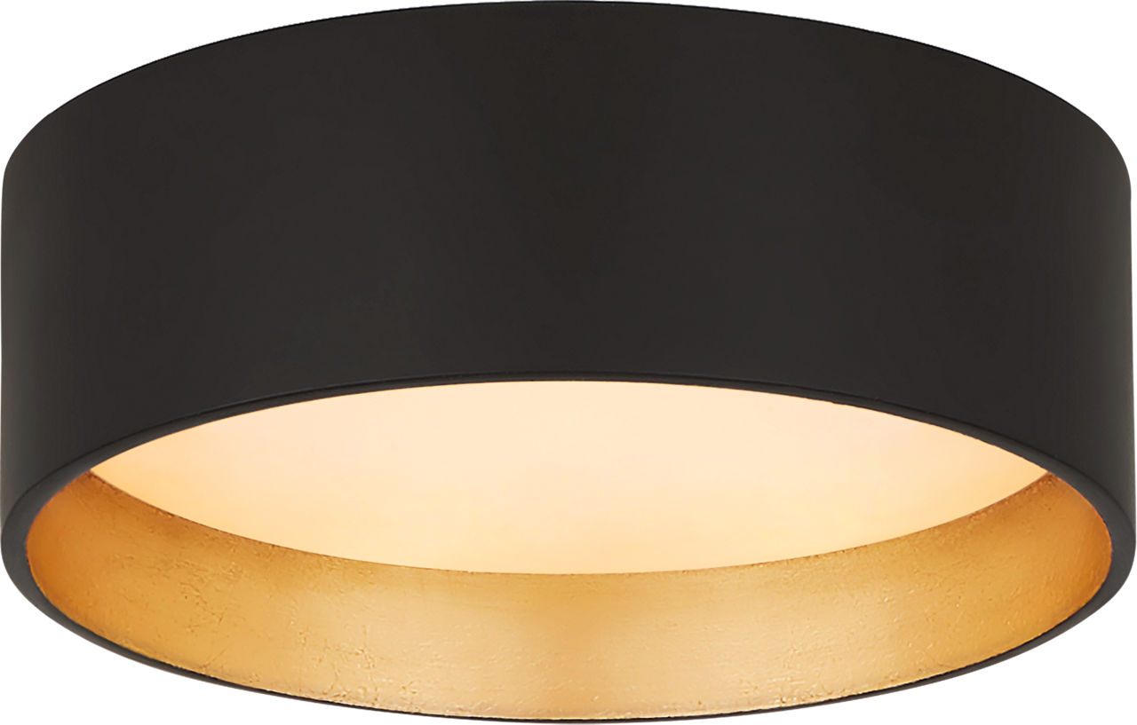 Shaw 5" Solitaire Flush Mount | Matte Black and Gild | White Glass