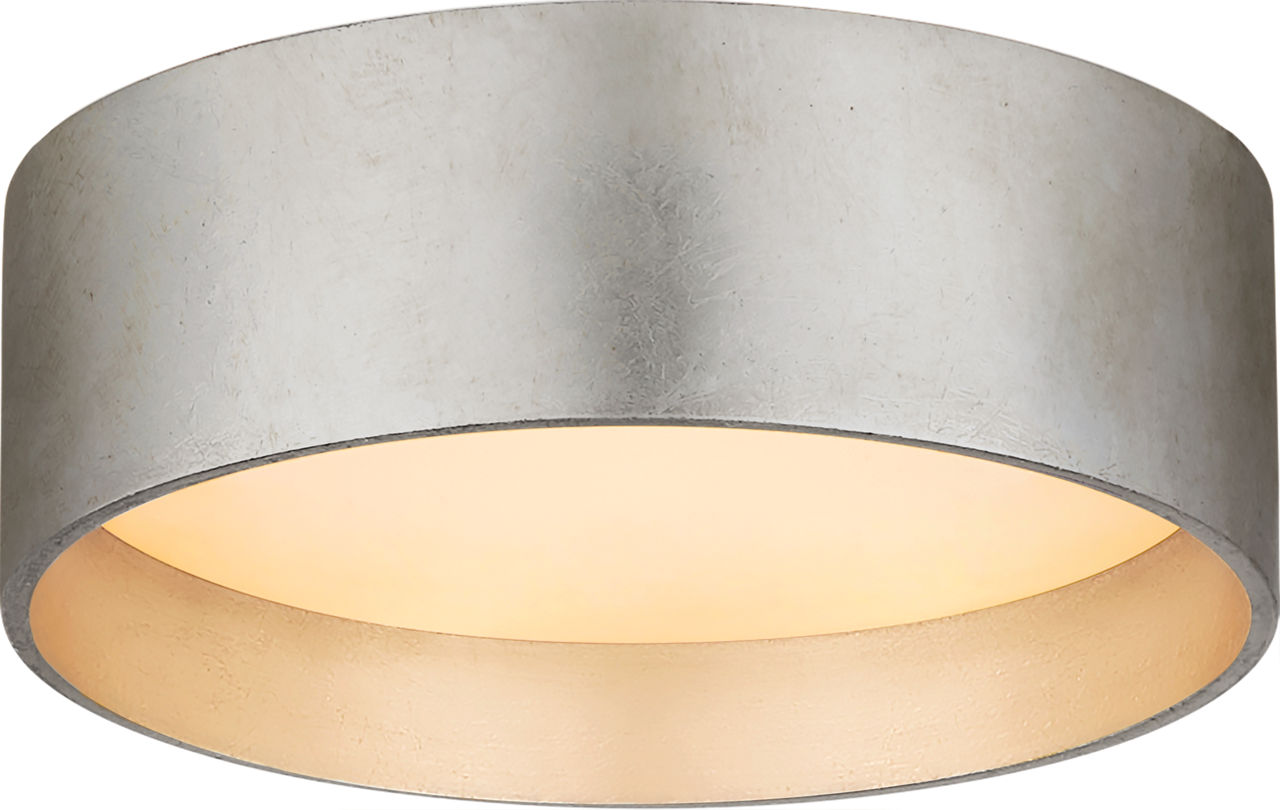 Shaw 5" Solitaire Flush Mount | Burnished Silver Leaf | White Glass