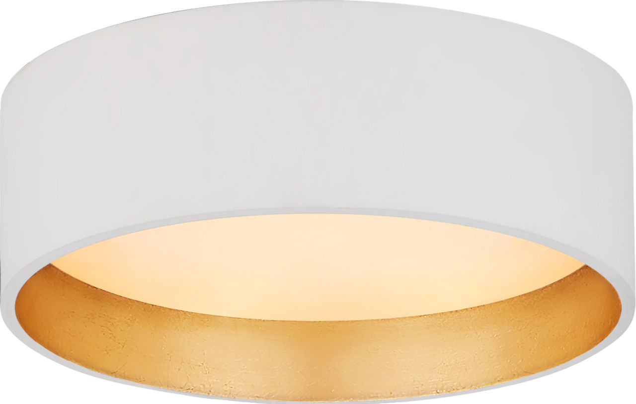 Shaw 5" Solitaire Flush Mount | Matte White and Gild | White Glass
