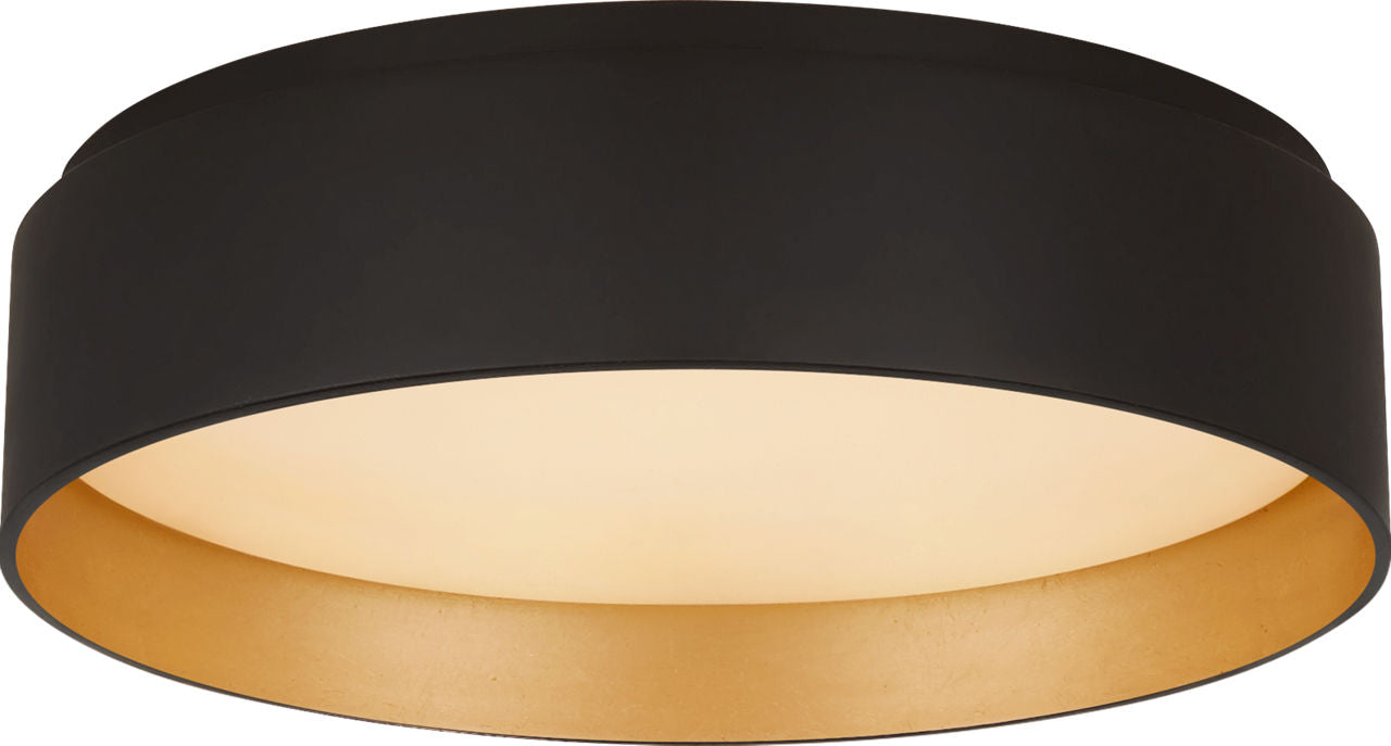 Shaw Small Flush | Matte Black and Gild | White Glass