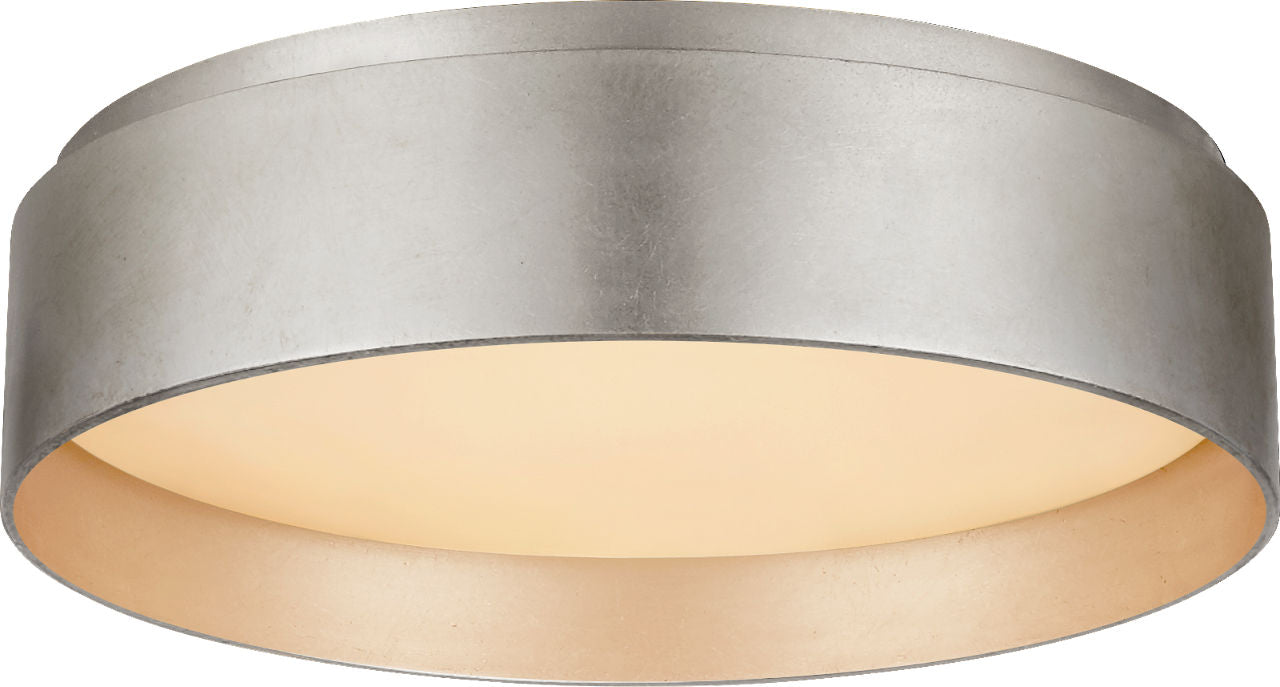 Shaw Small Flush | Burnished Silver Leaf | White Glass