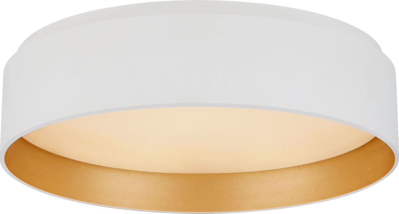 Shaw Small Flush | Matte White and Gild | White Glass
