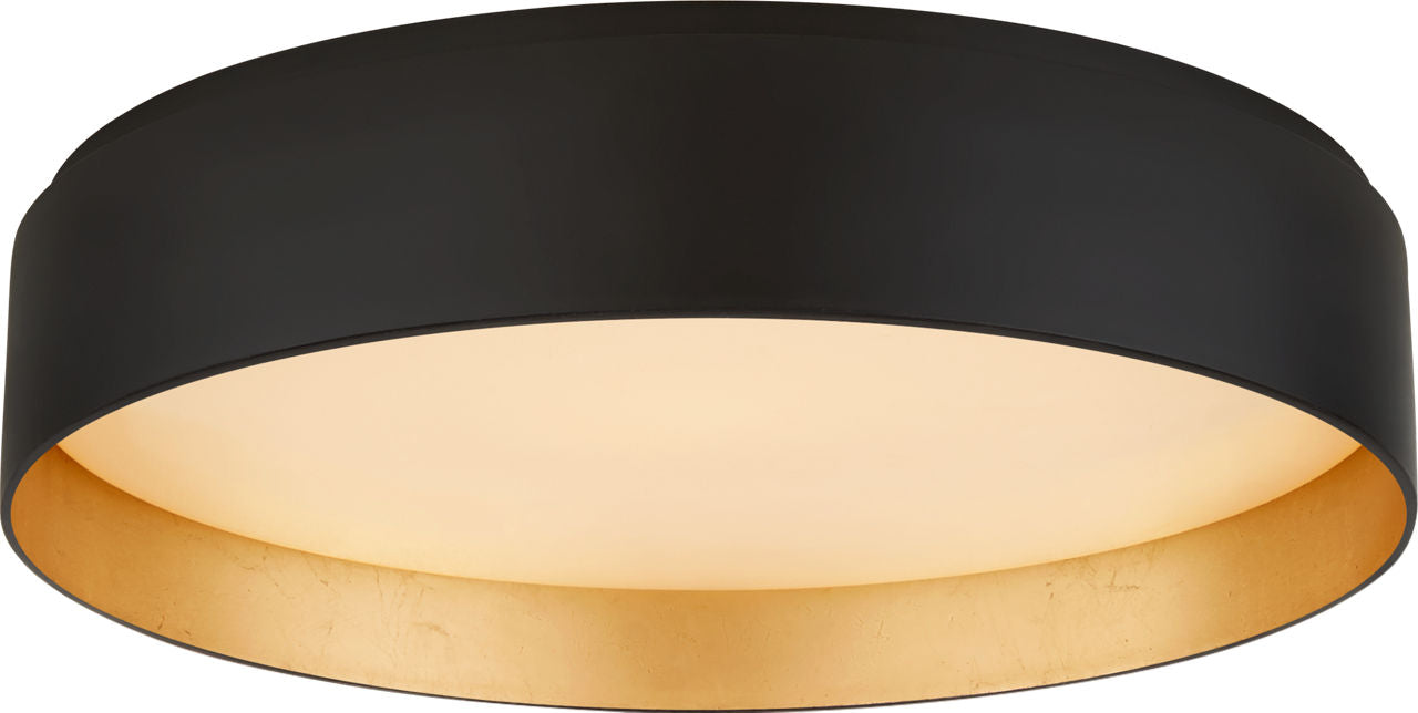 Shaw Large Flush | Matte Black and Gild | White Glass