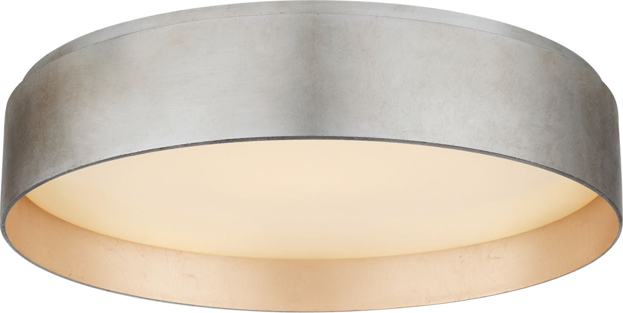 Shaw Large Flush | Burnished Silver Leaf | White Glass
