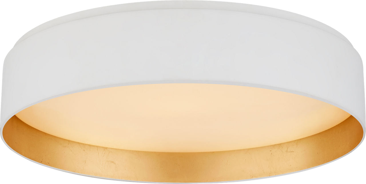 Shaw Large Flush | Matte White and Gild | White Glass