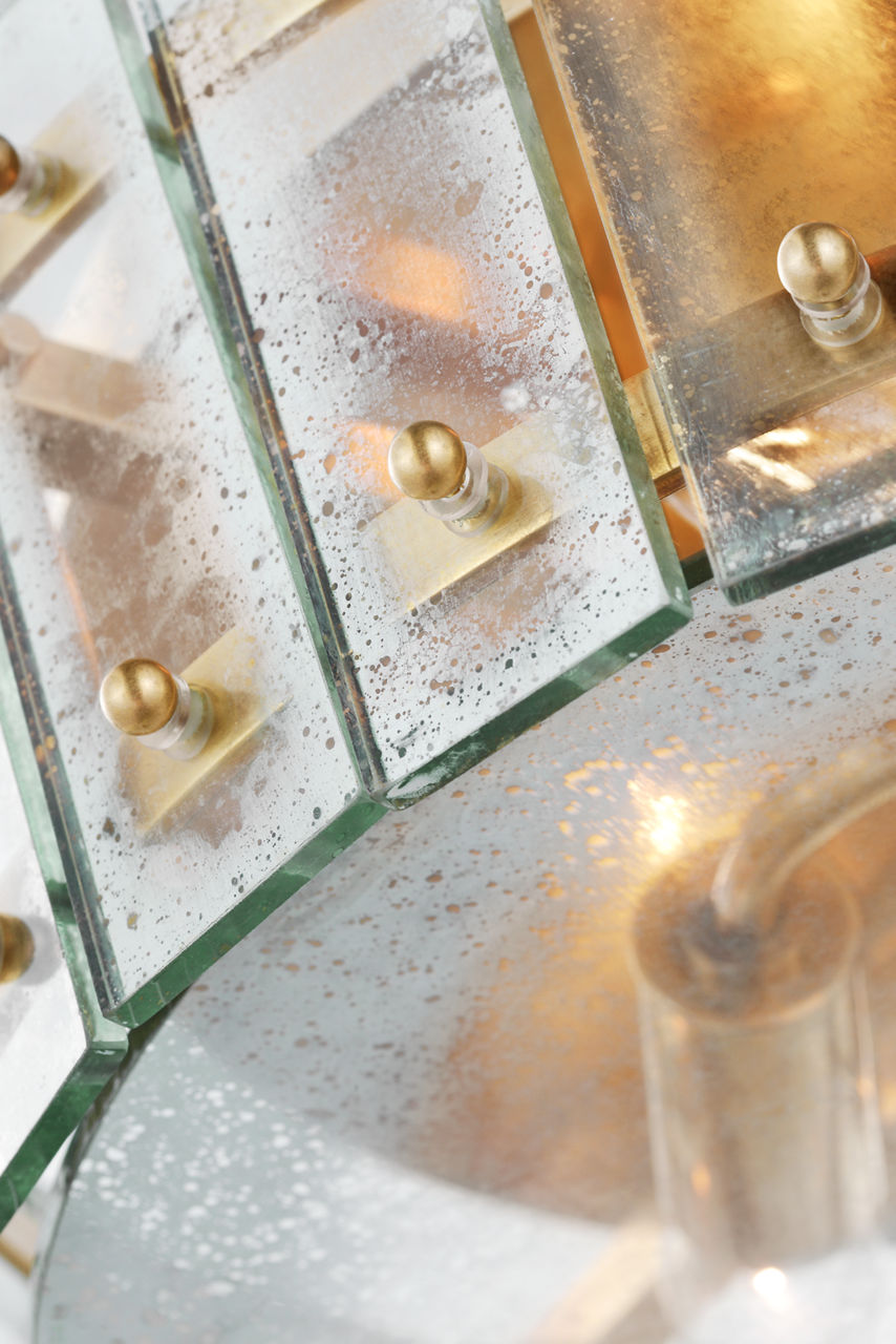 Cadence Medium Single-Tier Flush Mount | Hand-Rubbed Antique Brass | Antique Mirror